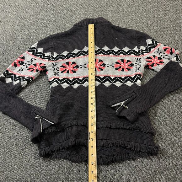 Cold As Ice Winter Sweater Womens S Gray Acrylic Wool Knit Full Zip Holiday - Picture 10 of 11